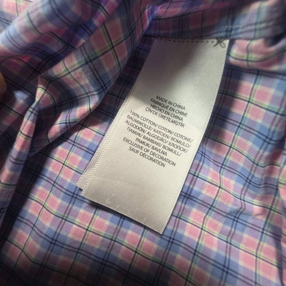 Polo Ralph Lauren Shirt Men XL Blue Pink Check Stretch Performance‎ Slim Fit - Picture 4 of 6
